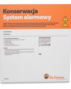 Wartungstafel PL: Alarmsystem